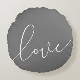 Coussins Ronds Minimaliste d'amour gris et blanc