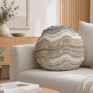 Coussins Ronds minimaliste scandinave granit marbre gris marron