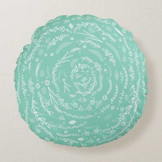 Coussins Ronds MINT réversible à plus léger Motif Floral Garland (Devant)