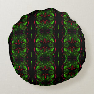 Coussins Ronds Mise en miroir des traits rouges courbes sur l'arr