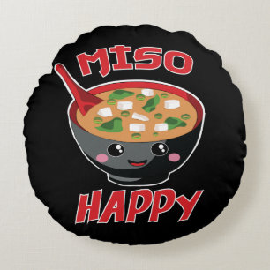 Coussins Ronds Miso Happy Funny Food Kawaii