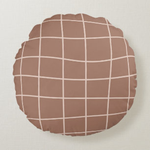 Coussins Ronds Mocha Mousse Abstraite ligne de gribouillis à main