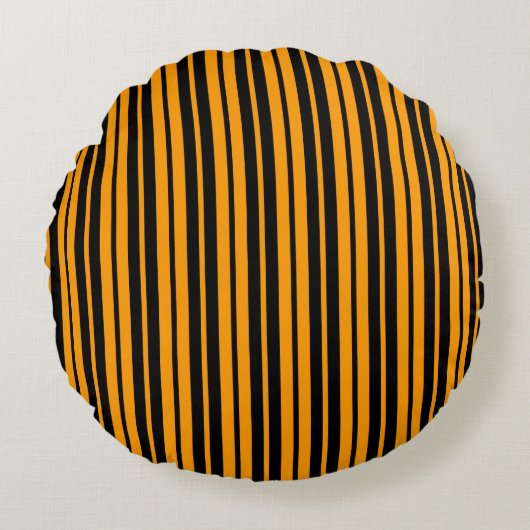 Coussins Ronds Modèle de bande verticale orange noir (Devant)
