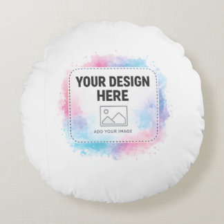 Coussins Ronds Modèle de conception aquarelle modifiable – Votre