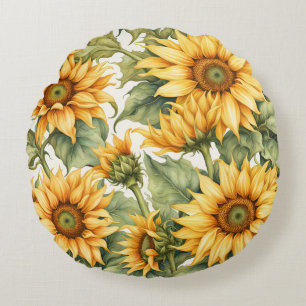 Coussins Ronds Modèle de conception artistique tournesols