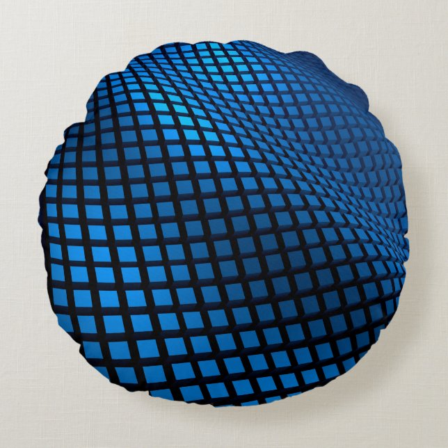 Coussins Ronds Modèle d'onde Abstrait bleu (Devant)