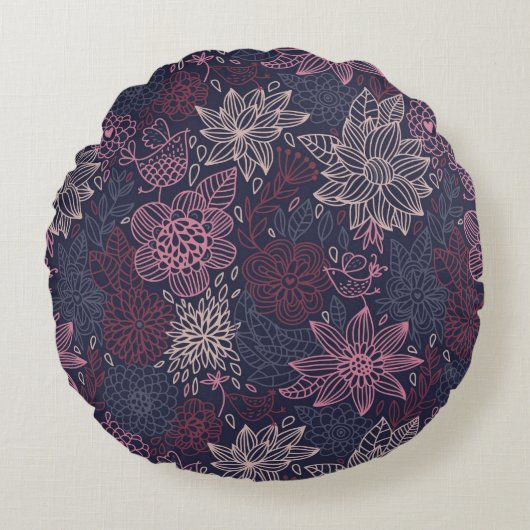 Coussins Ronds Modèle floral 4 2 (Devant)