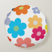 Coussins Ronds Modèle floral à plusieurs couleurs plat (Dos)