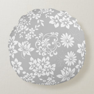 Coussins Ronds Modèle floral.b L Gris BG