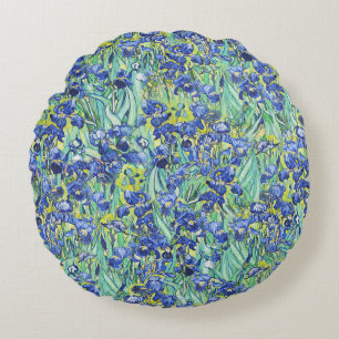 Coussins Ronds Modèle floral d'iris bleus de Van Gogh