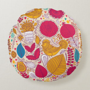 Coussins Ronds Modèle floral Vintage détaillé