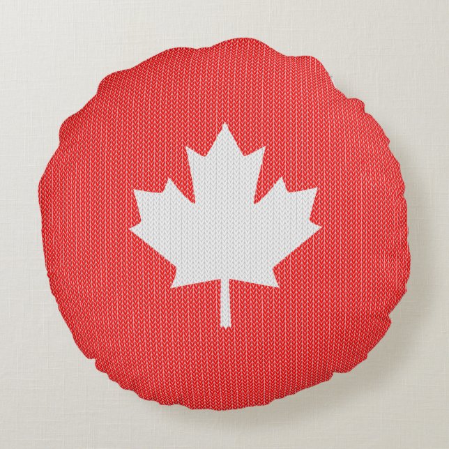Coussins Ronds Modèle Knit Maple Leaf Tricot Motif (Dos)