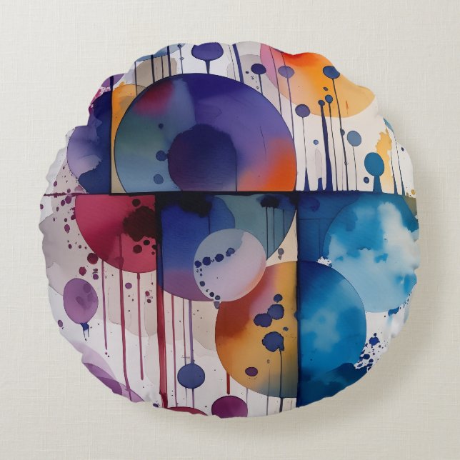 Coussins Ronds Modern Abstract Geometric Circles (Devant)