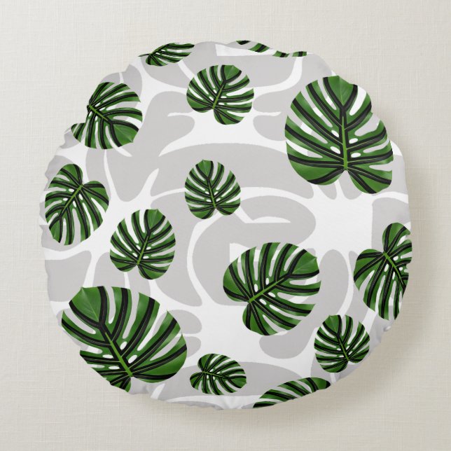 Coussins Ronds Modern Boho Botanical Leaves Pattern (Devant)