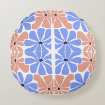Modern Geometric Floral - Blue & Peach Pattern 