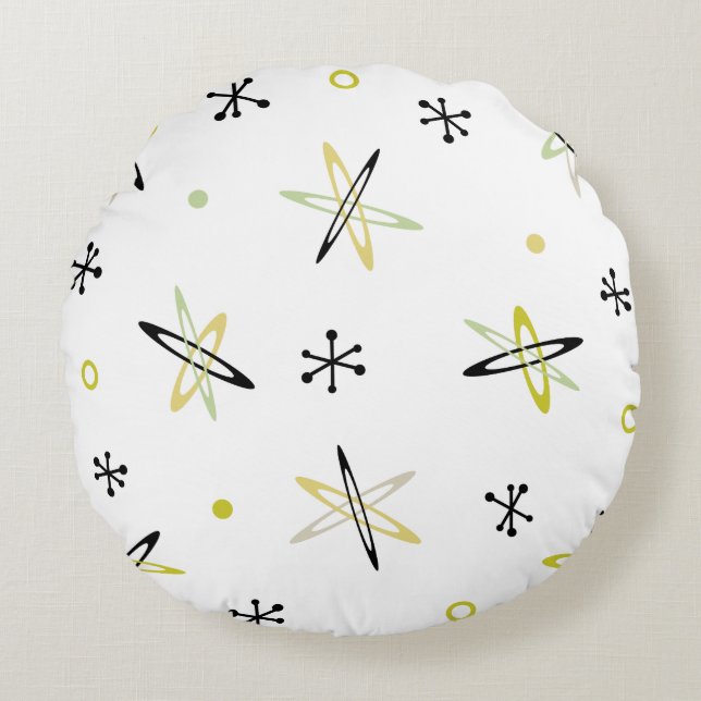 Coussins Ronds moderne du milieu du siècle, ère atomique, âge ato (Devant)