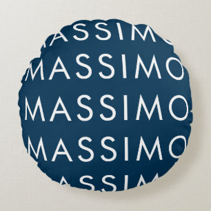 Coussins Ronds Moderne Élégant Minimaliste Simple Nom Bleu Prussi