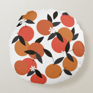 Coussins Ronds Moderne Orange Fruit du Milieu du Siècle