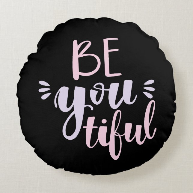 Coussins Ronds Moderne Pastel rose et violet Soyez timides (Devant)