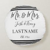 Coussins Ronds Moderne Script Tendance Personnalisé M. et Mme (Dos)