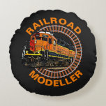 Coussins Ronds Modifier le texte Modeleur ferroviaire Orange Dies<br><div class="desc">Any Railroad Modeller veut love this one - See my store for this design on other items - et more great train Gift Ideas !</div>
