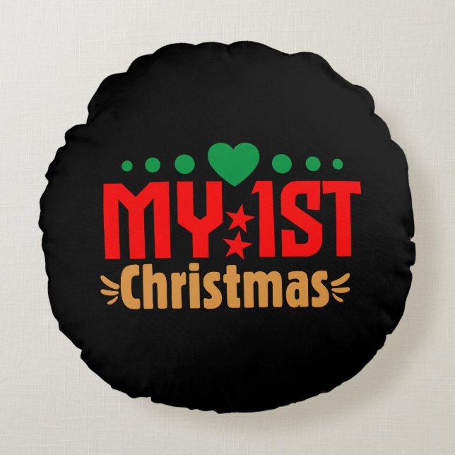 Coussins Ronds Mon 1er Noël - Designs de Noël (Devant)