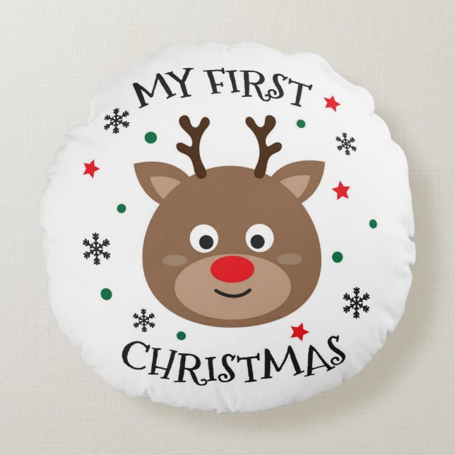 Coussins Ronds Mon premier Rudolph de Noël (Devant)