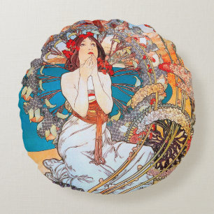 Coussins Ronds Monaco, Monte-Carlo, Alphonse Mucha Jeu d'oreiller
