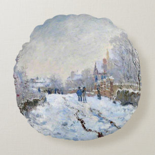Coussins Ronds Monet - Scène de neige à Argenteuil