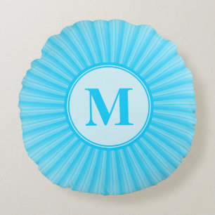 Coussins Ronds Monogramme Blue Sun personnalisable