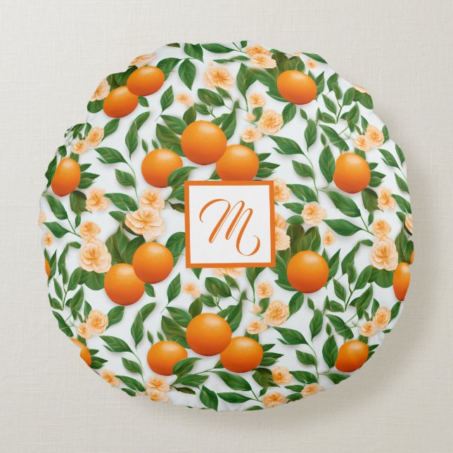Coussins Ronds Monogramme branché Valencia Orange (Devant)