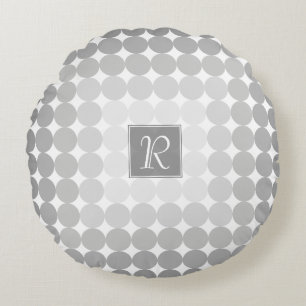 Coussins Ronds Monogramme Cercles Gris Moderne