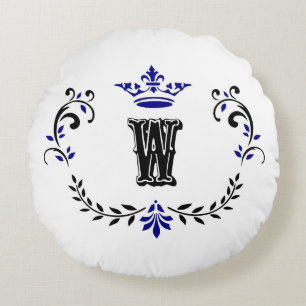 Coussins Ronds Monogramme de couronne 'W'