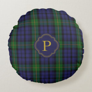 Coussins Ronds Monogramme de coutume de plaid de tartan de Gordon