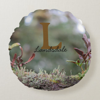 Coussins Ronds Monogramme de famille avec initiale en bois photo