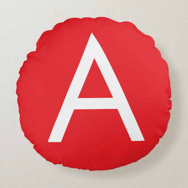 Coussins Ronds Monogramme de lettre initiale rouge blanc simple m (Devant)