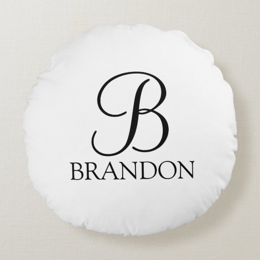 Coussins Ronds Monogramme et nom de script personnalisé classique (Devant)