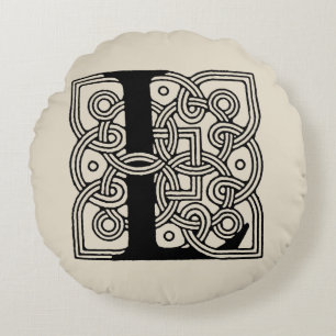 Coussins Ronds Monogramme lettre L Impression vintage nœud celtiq