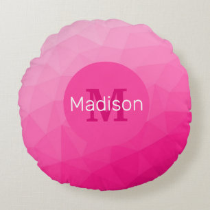 Coussins Ronds Monogramme Motif à maillage géométrique rose chaud