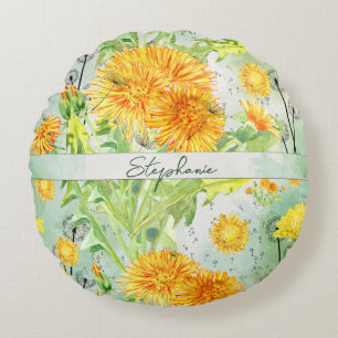 Coussins Ronds Monogramme Motif de l'aquarelle vintage