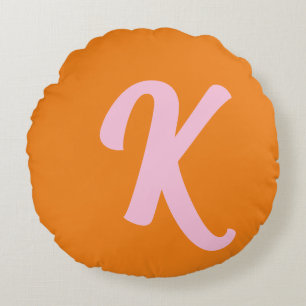 Coussins Ronds Monogramme orange et rose