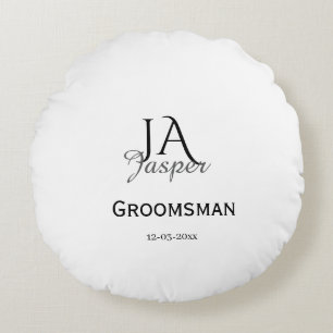 Coussins Ronds Monogramme personnalisé garçon d'honneur nom date