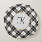 Coussins Ronds Monogramme Pilier rond noir blanc et or plaqué (Dos)