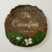 Coussins Ronds Monogramme sur fleurs de bois de chien sur le cerc (Devant)