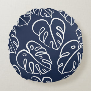 Coussins Ronds Monstera Feuilles : Main Vintage Tirée.