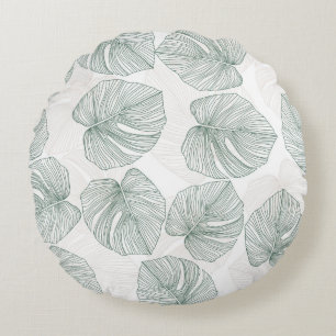 Coussins Ronds Monstera leaves seamless pattern. Tropical pattern