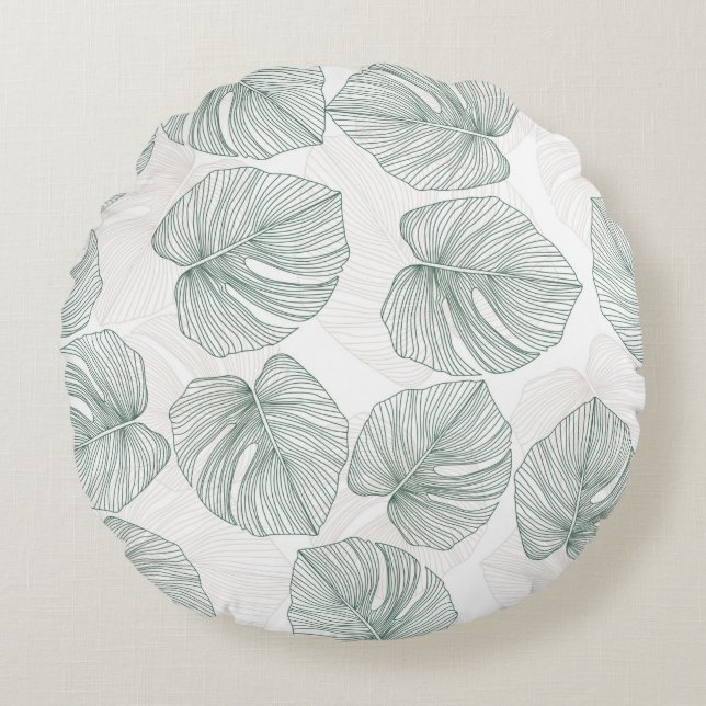 Coussins Ronds Monstera leaves seamless pattern. Tropical pattern (Devant)