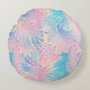 Coussins Ronds Monstera Palm Jungle Cotton Candy 1
