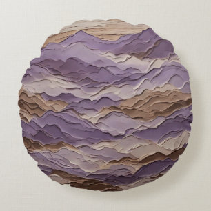 Coussins Ronds Montagne Mystique pourpre et Brown