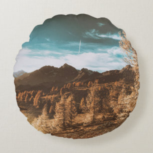 Coussins Ronds MONTAGNE ROCHEUSE Brown SOUS LE CIEL BLEU PENDANT